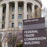 Federal Trade Commission Building with sign and trees