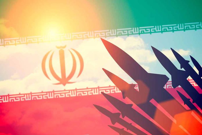 405834970 featured image Iran flag with missile silhouettes and sunlight