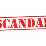 Red stamp with the word scandal