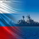 Warship overlaid with the Russian flag