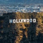 The Hollywood sign on a hillside.