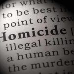 Magnified text showing definition of homicide