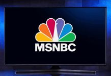 MSNBC logo displayed on a television screen
