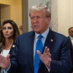 Trump Warns Hamas: “Face Utter Destruction!” Man speaking with hands raised woman and security behind