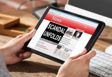 Shocking TATTOO Scandal Hits Democratic Campaign Person reading news headline Scandal Unfolds on tablet