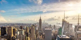 New York City skyline with Empire State Building.