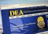 DEA website homepage with gold badge and text