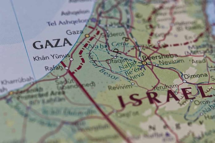 Map close-up of Gaza and southern Israel