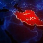 Iran highlighted on a digital map