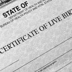 Birth certificate form close-up