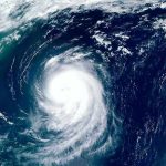 Monster Typhoon Halts East China Satellite view of a powerful hurricane swirling over the ocean