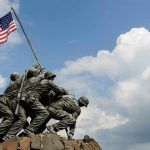Iwo Jima Memorial statue with soldiers raising the American flag