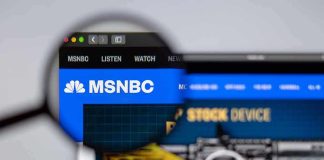 magnifying glass highlighting MSNBC website header