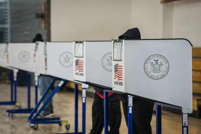 voting booths in a polling station